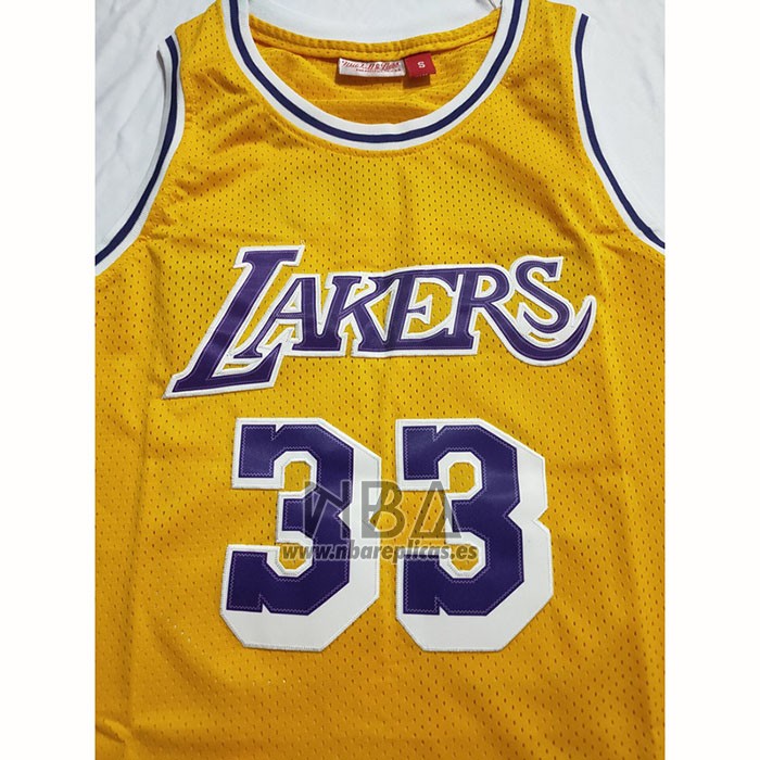 Camiseta Los Angeles Lakers Kareem Abdul-Jabbar NO 33 Mitchell & Ness 1984-85 Amarillo